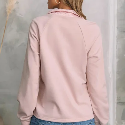 Jocelyn Textured Quarter Zip Raglan Sleeve Sweatshirt